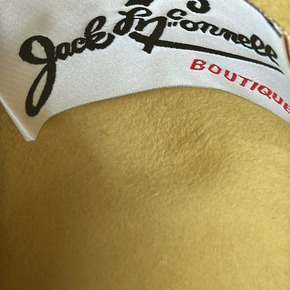 Jack McConnell brown & Yellow with rhinestones Vintage Ladies hat